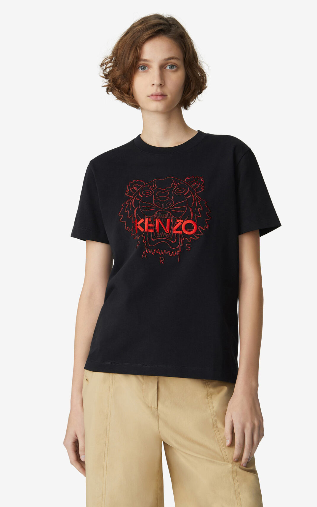 Kenzo Tiger loose fitting Tişört Bayan Siyah | 7189-GAUPC